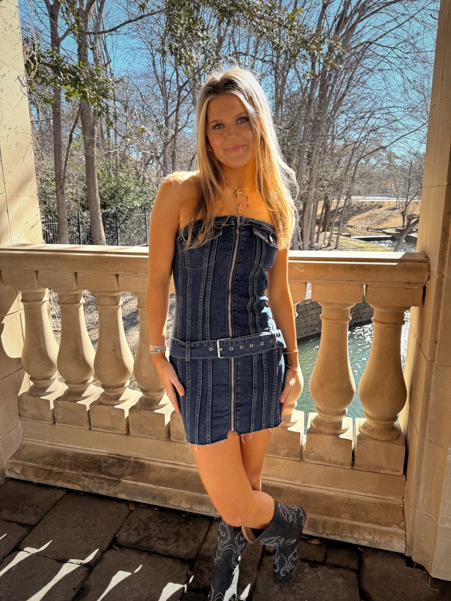 Kalin Strapless Denim Dress