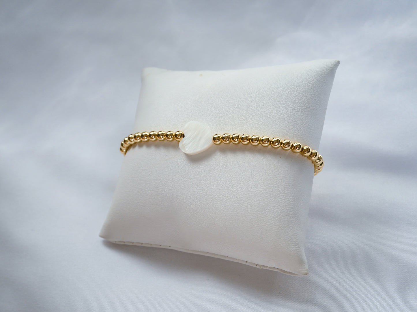 Gold Beaded Bracelet- Heart