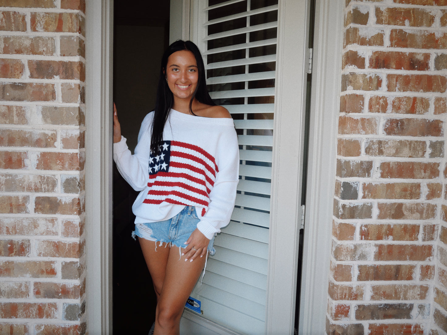 Flag Crochet Knit Sweater Top