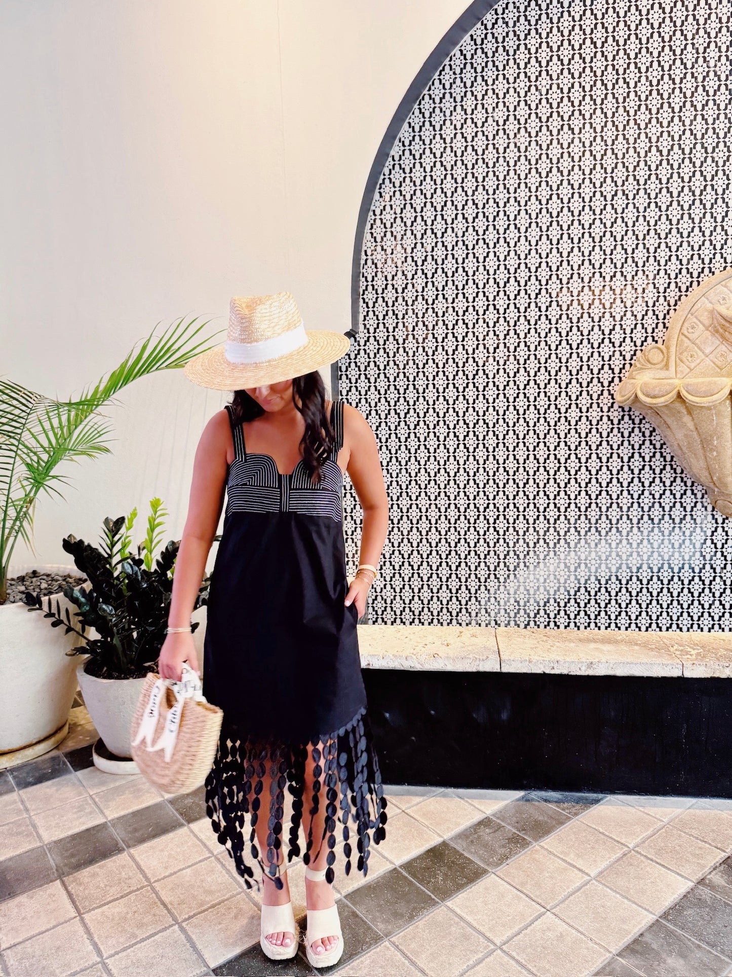 Tropic Tassel Dress- Black