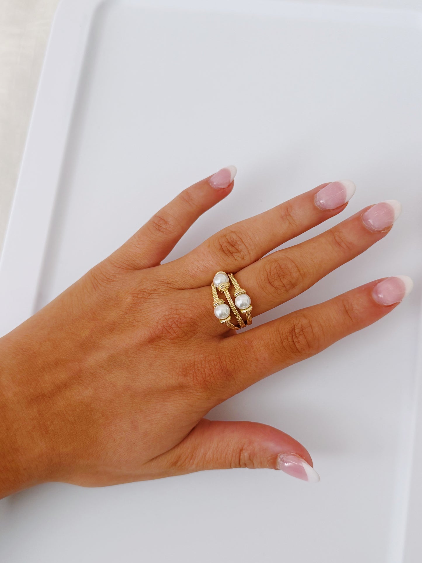 3 Tier Pearl Ring