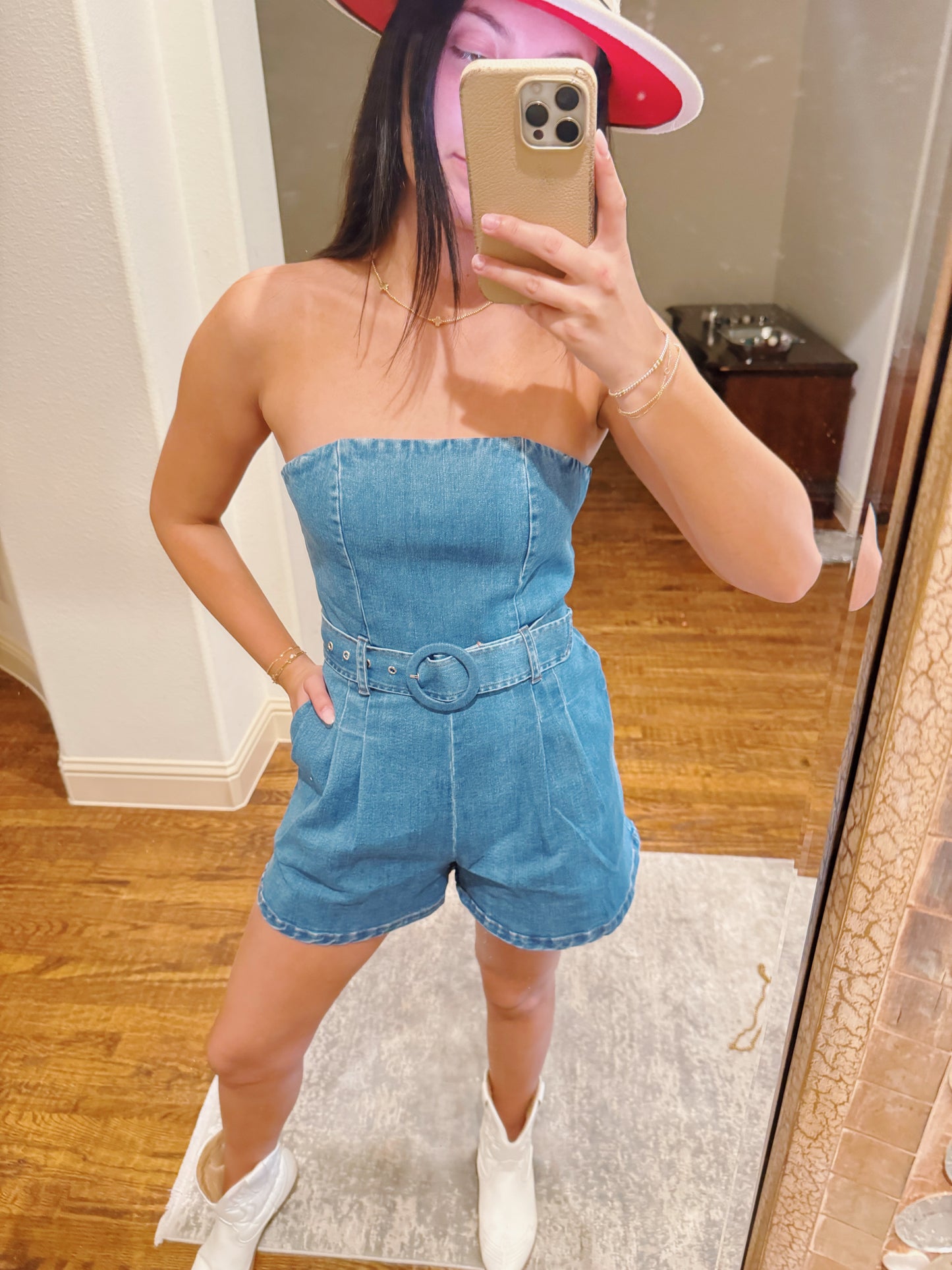 Demi Denim Romper- Blue
