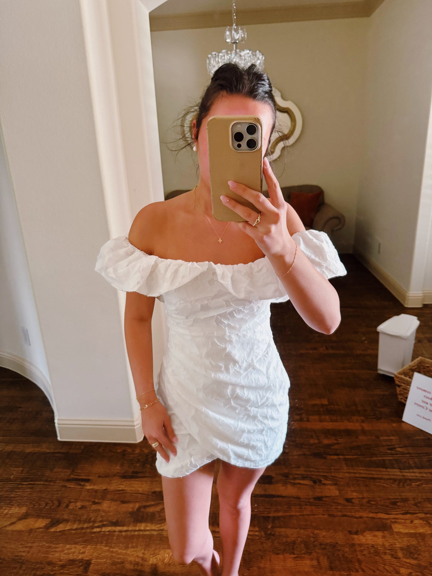 Olivia Off Shoulder Dress- White