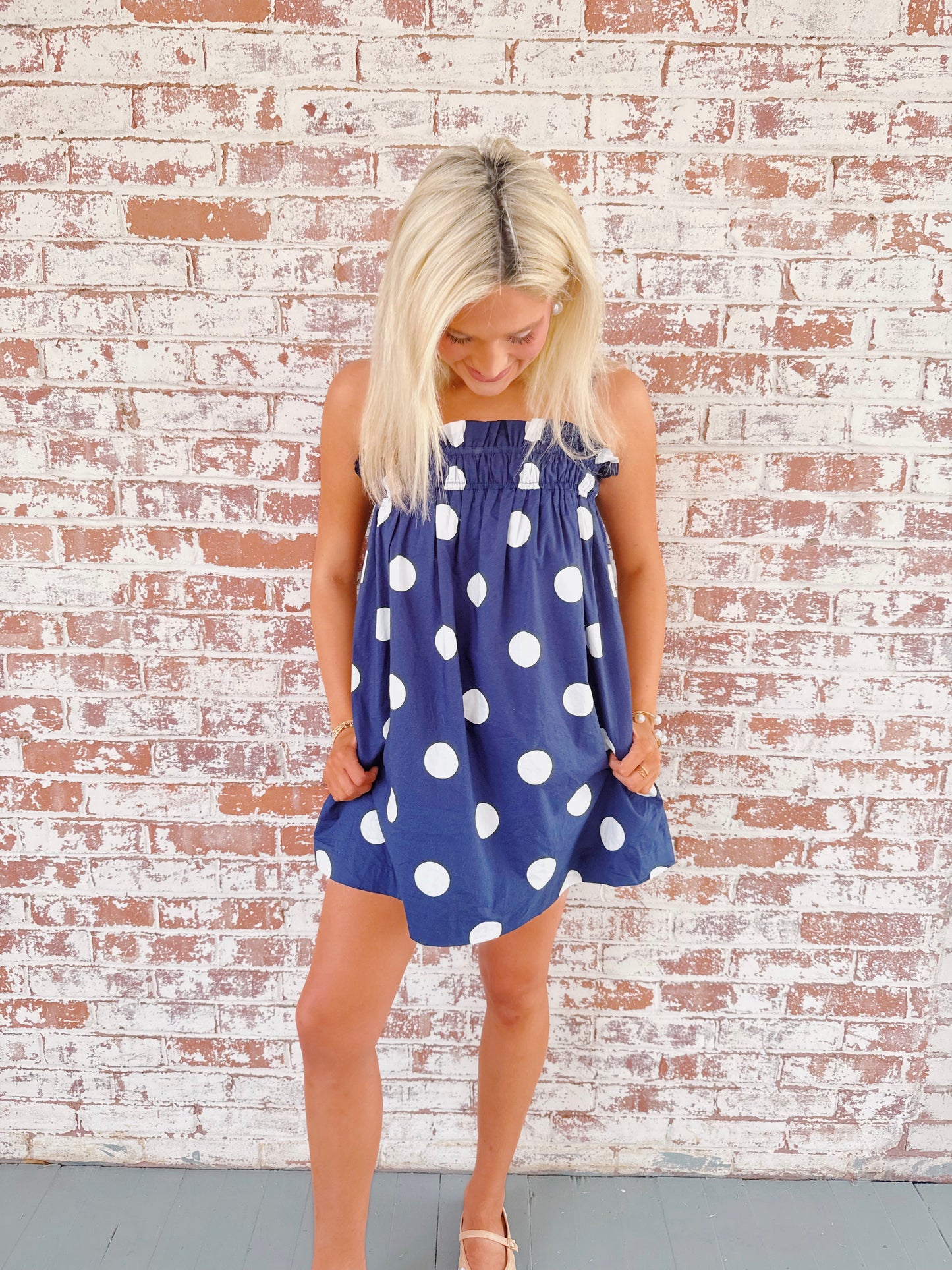 Parker Polka Dot Dress- Navy