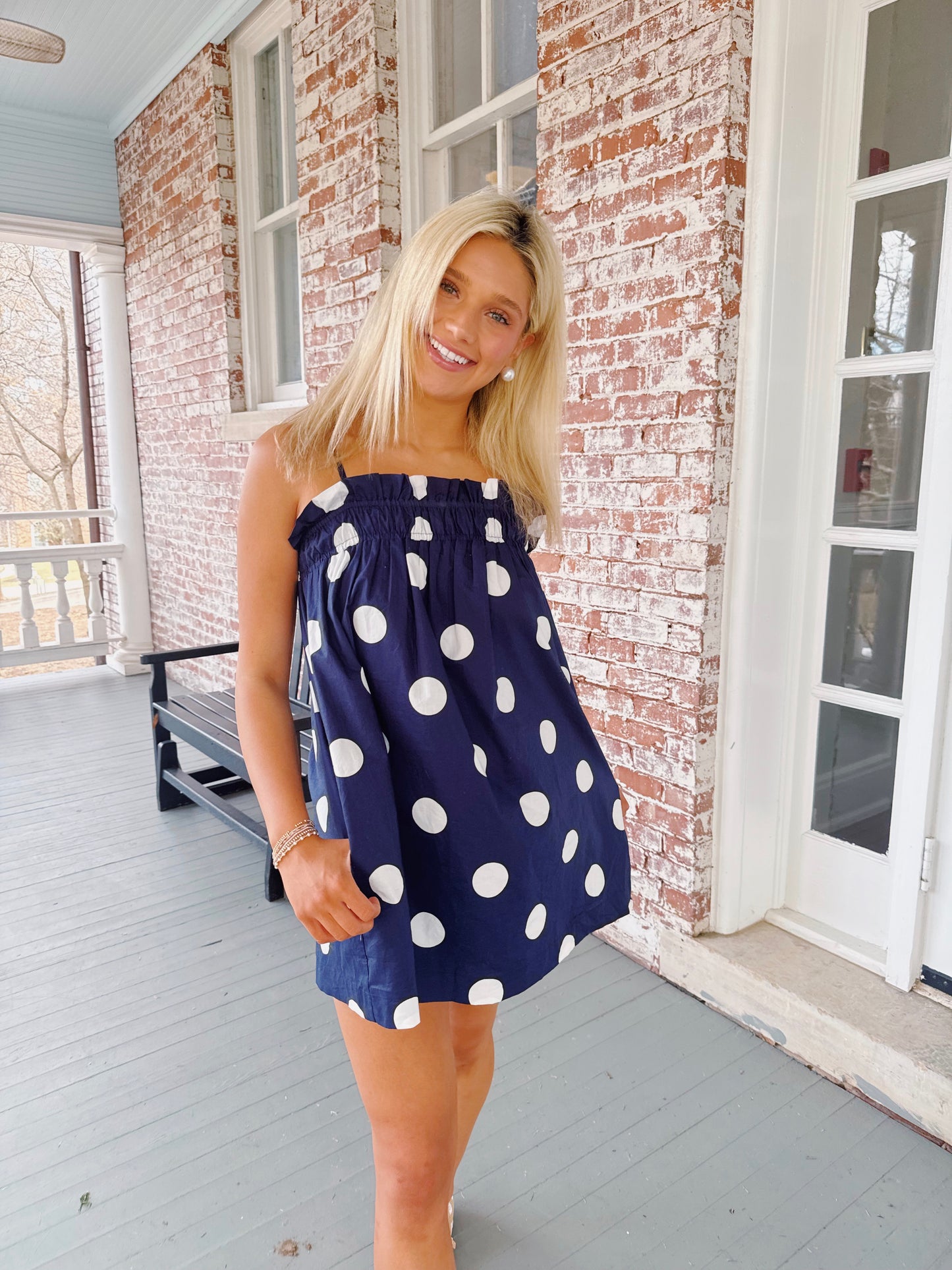 Parker Polka Dot Dress- Navy
