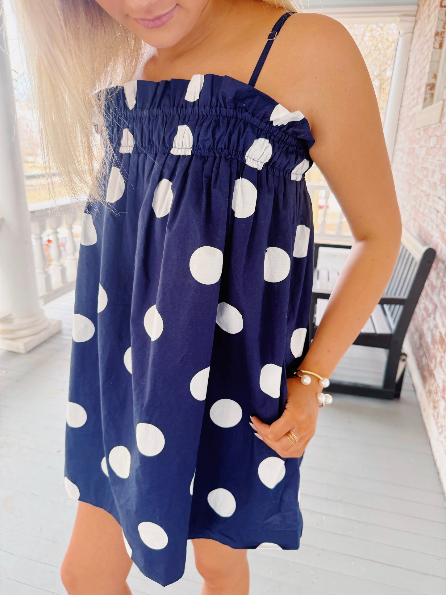 Parker Polka Dot Dress- Navy