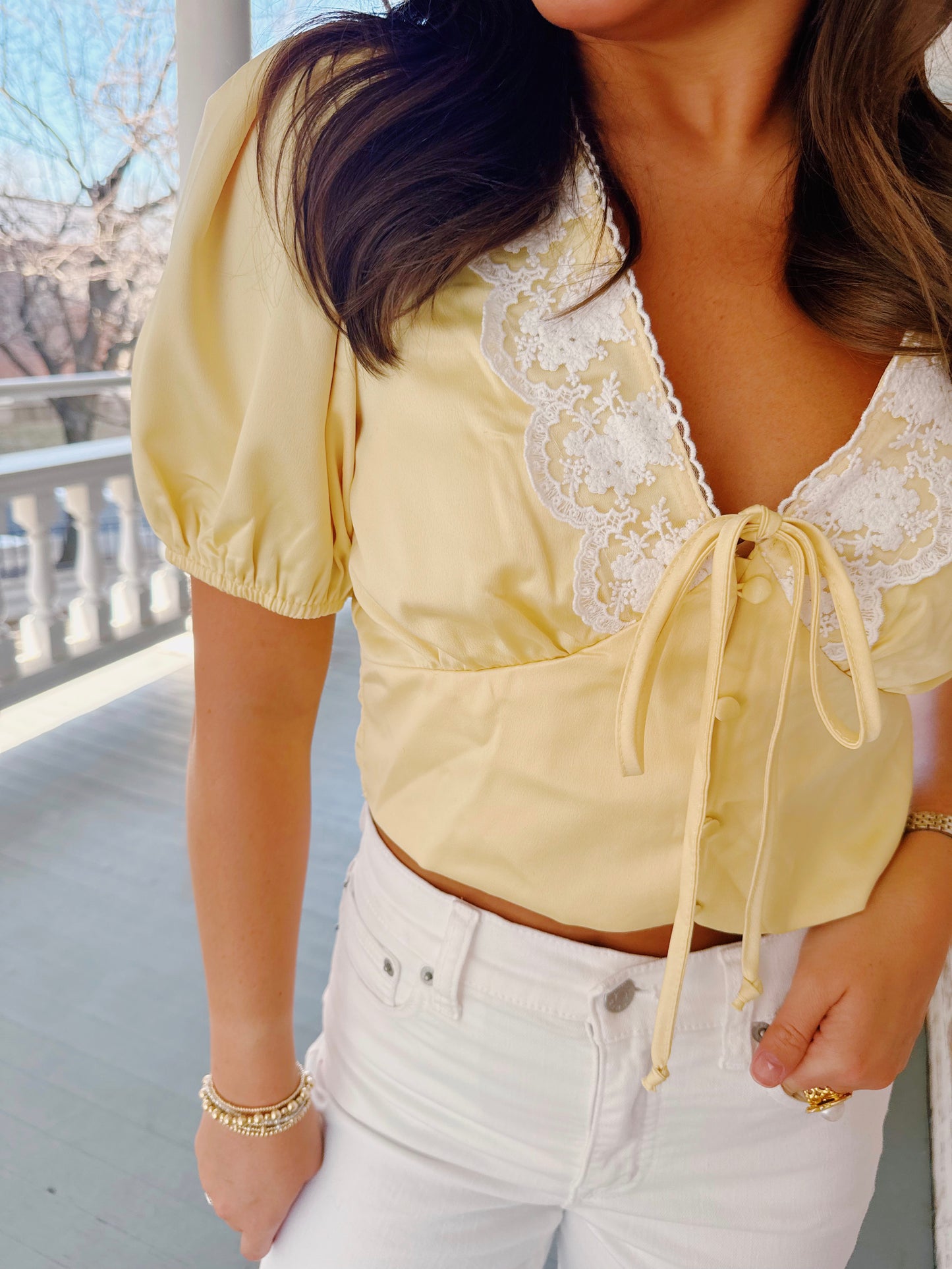 Phoebe Crop Blouse- Yellow