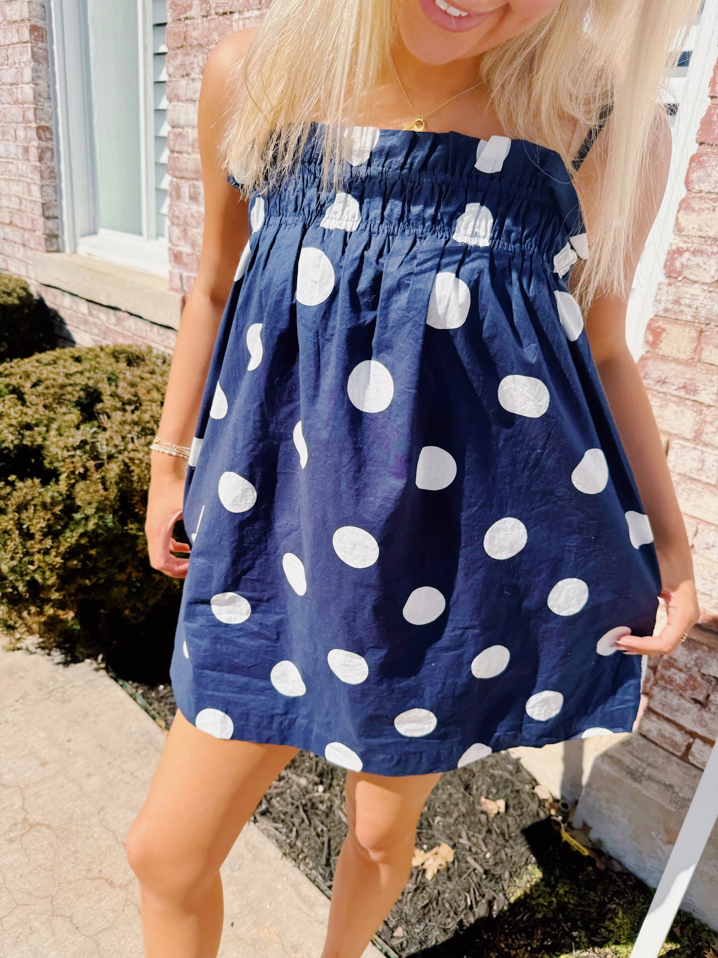 Parker Polka Dot Dress- Navy
