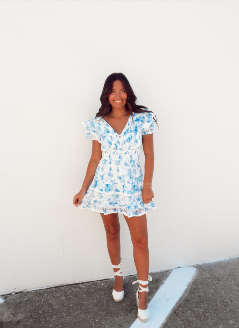Stella Mini Sun Dress- Blue & White