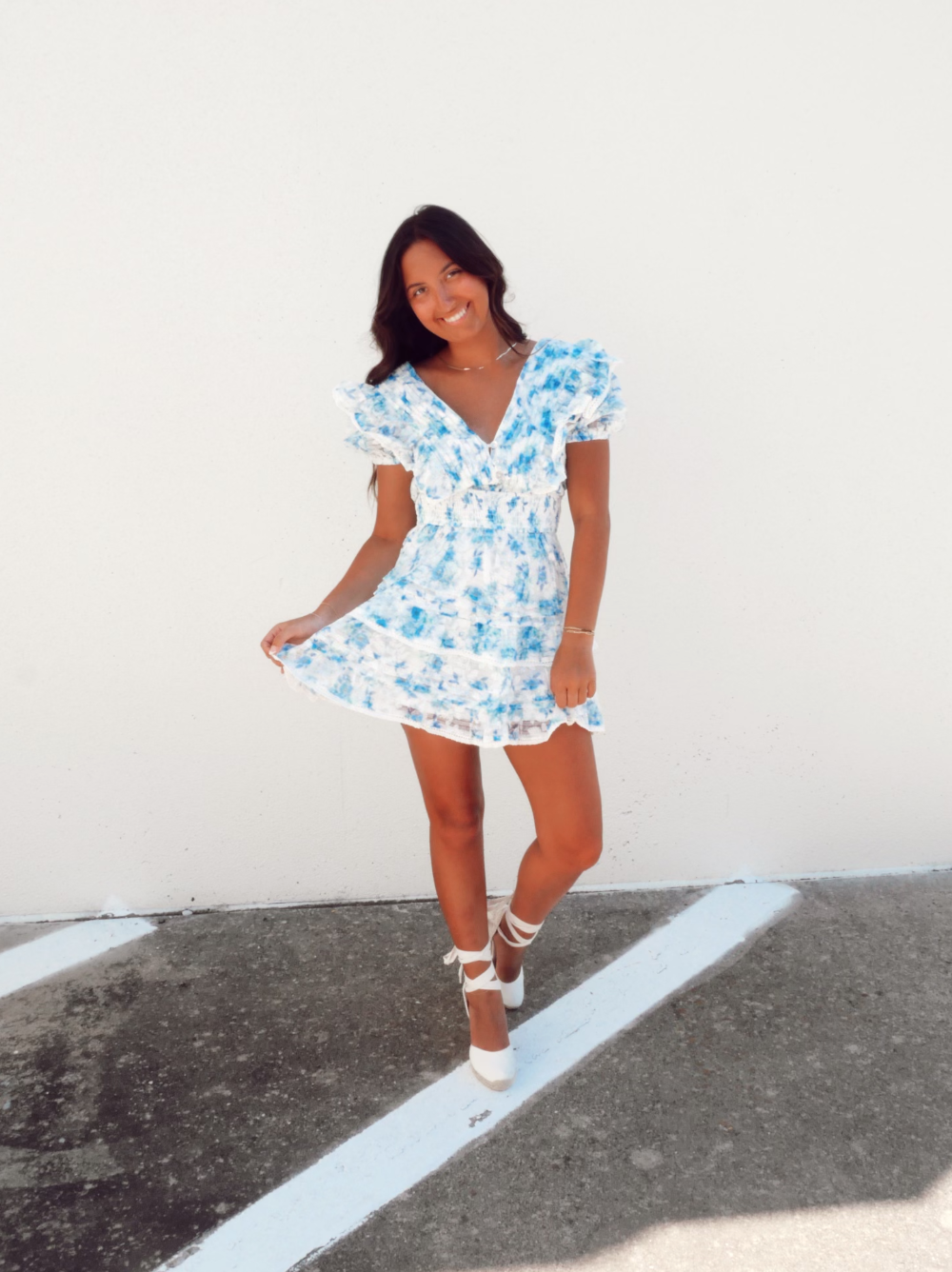 Stella Mini Sun Dress- Blue & White