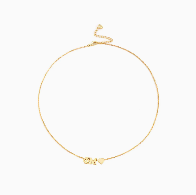 Phi Mu Necklace- All Gold