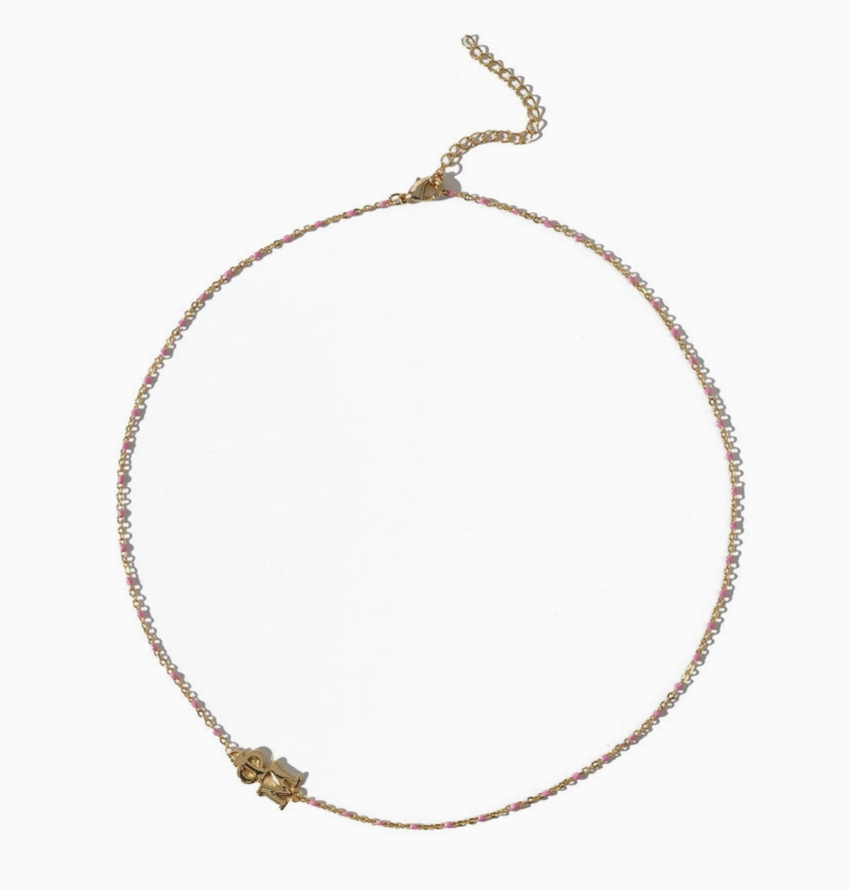 Phi Mu Necklace- Side Set ΦΜ Enamel Bead Necklace