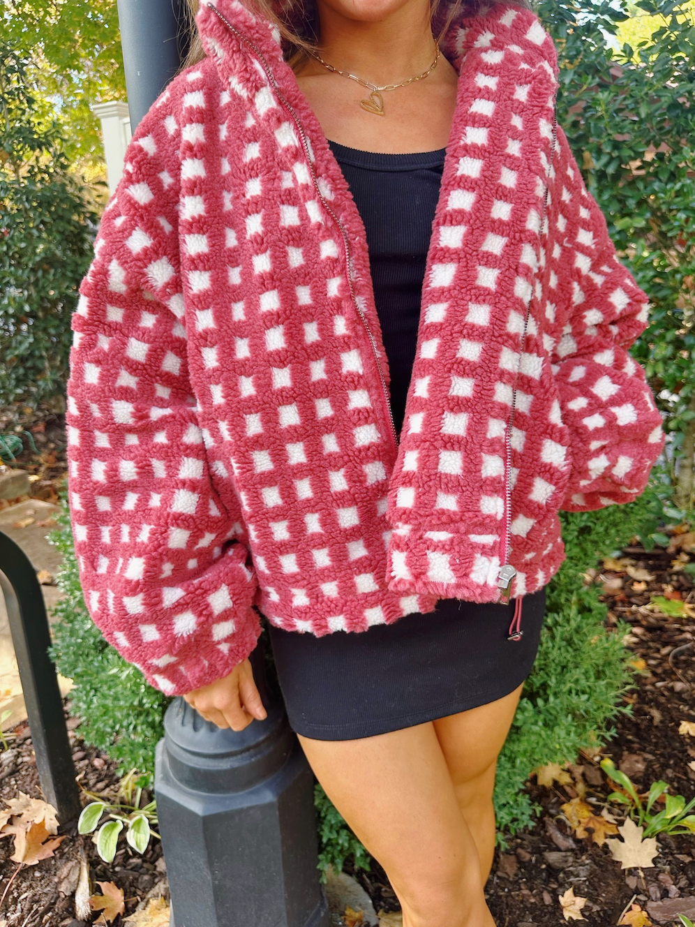 Clara Checkered Jacket- Red