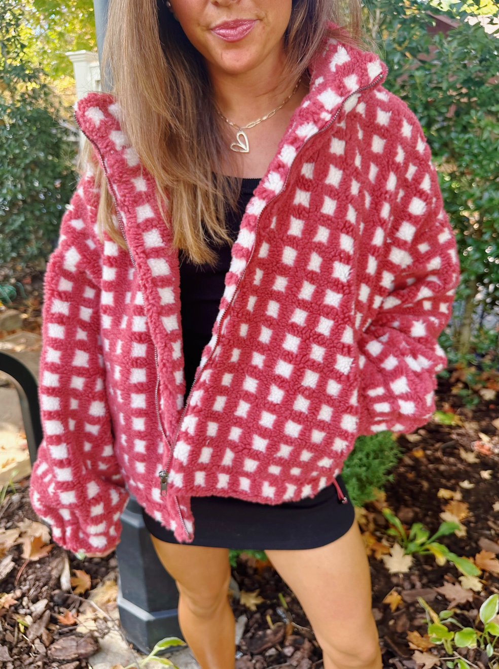 Clara Checkered Jacket- Red