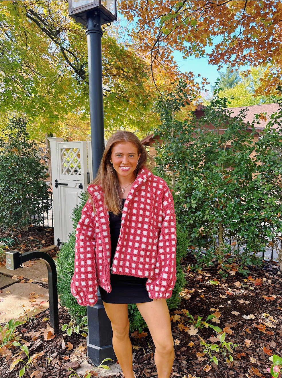Clara Checkered Jacket- Red