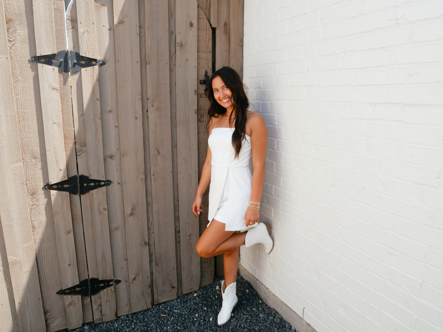 Mikayla Strapless Romper- White