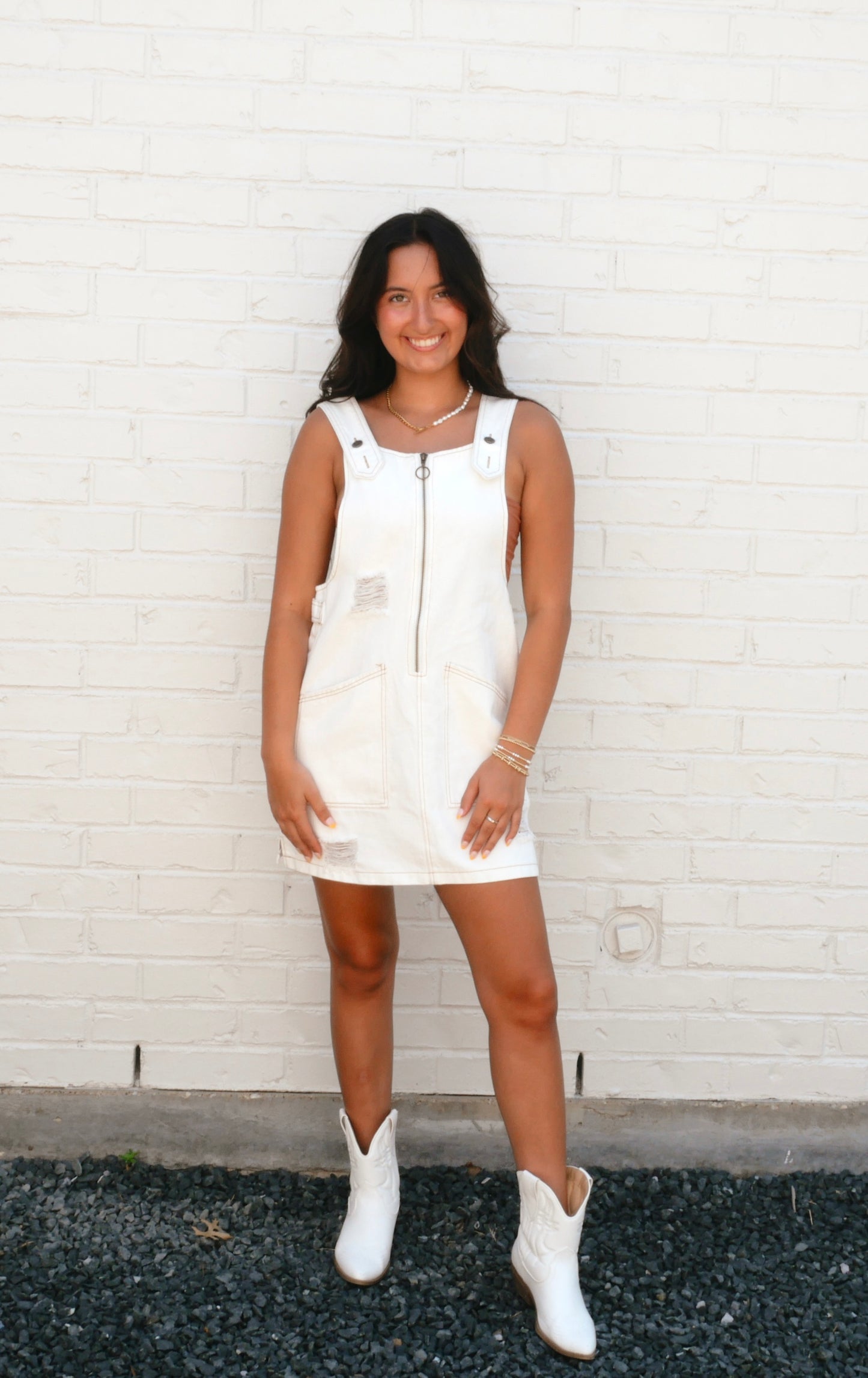 Cream Denim Dress