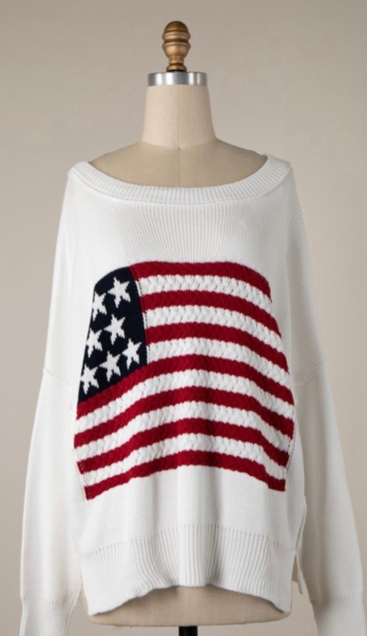 Flag Crochet Knit Sweater Top
