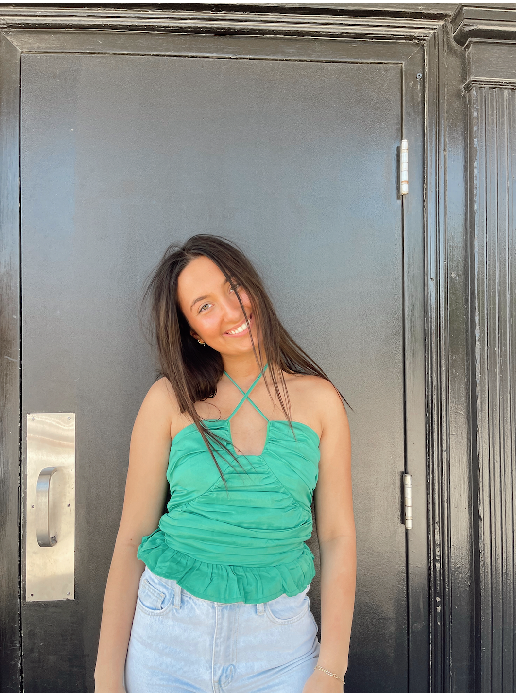 Mackenzie Ruche Tie Top- Green