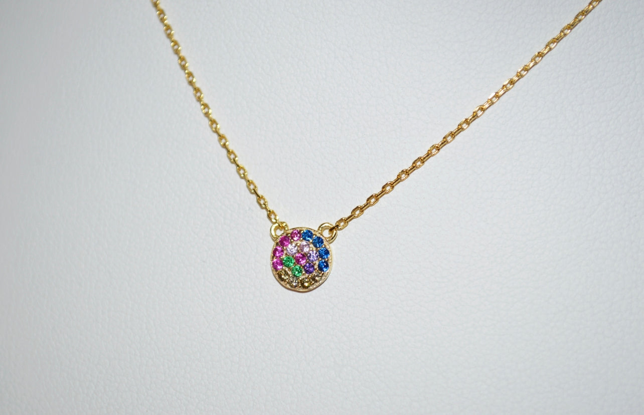 Rainbow Disc Necklace