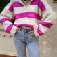 Sassy Striped Sweater-Pink
