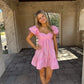 Sailor Puff Sleeve Dress- Pink