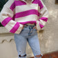 Sassy Striped Sweater-Pink