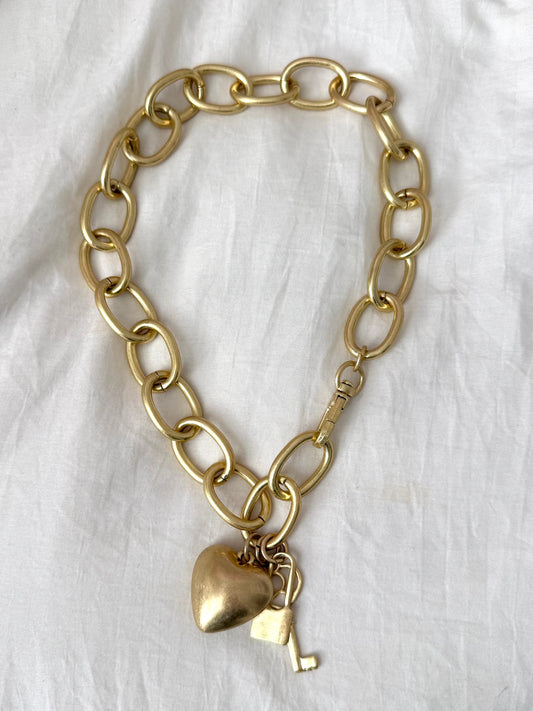 Gold Heart & Locket Necklace