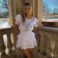 Natasha Ruffle Dress- White