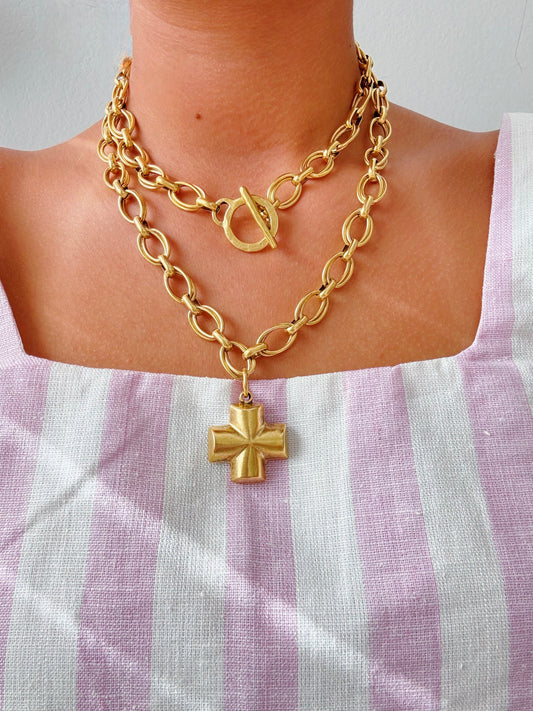 Kk’s Way Necklace- Gold Cross