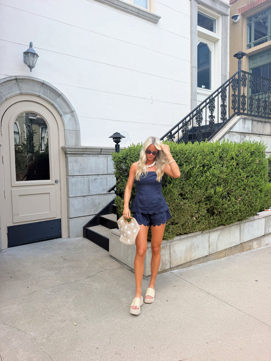 Hampton Eyelet Set- Navy