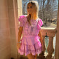 Natasha Ruffle Dress- Pink