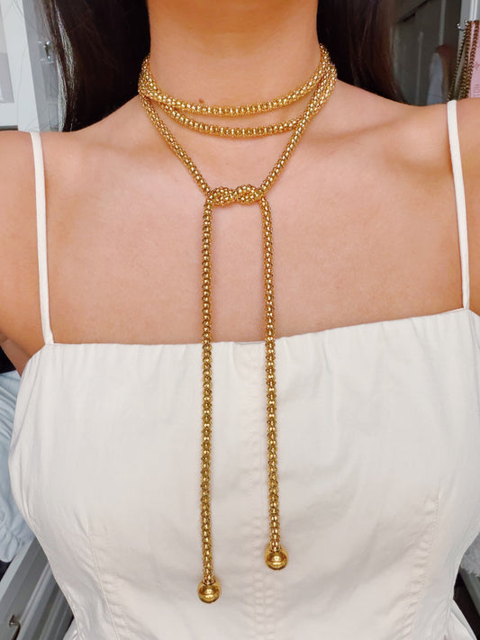 Gold Tie Wrap Necklace