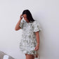 Blair Bubble Print Dress- Hunter Green