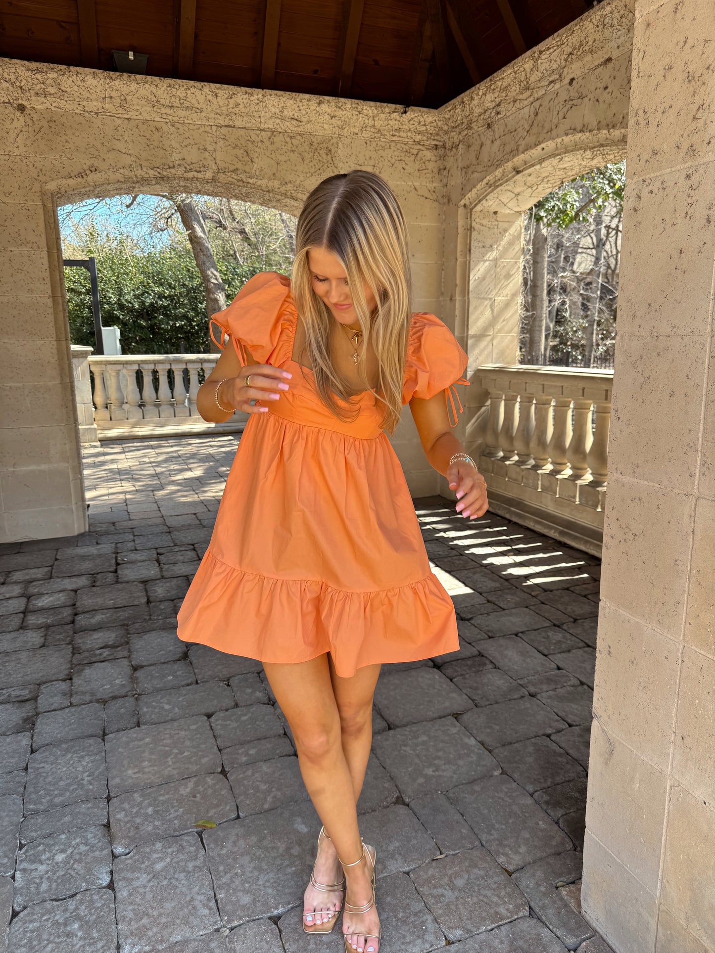Sailor Puff Sleeve Dress- Orange