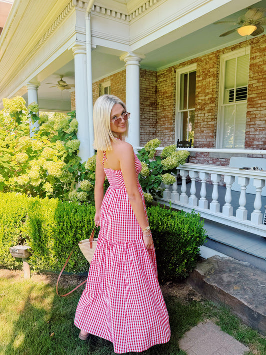 Sideline Sweetheart Maxi- Red/White