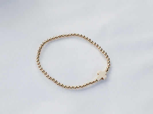 Gold Filled Cross Beaded Bracelet (3mm)