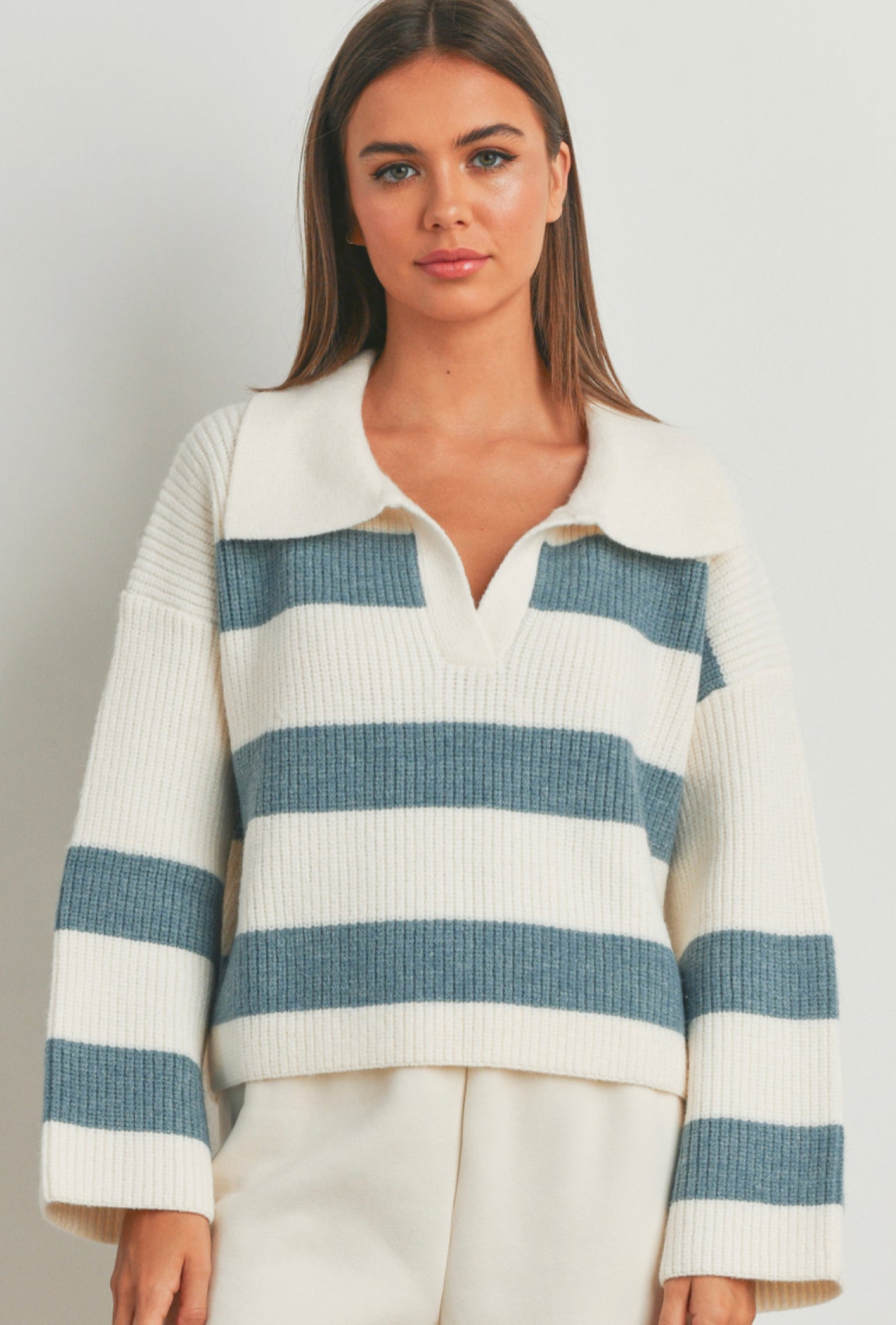 Sassy Striped Sweater- Blue