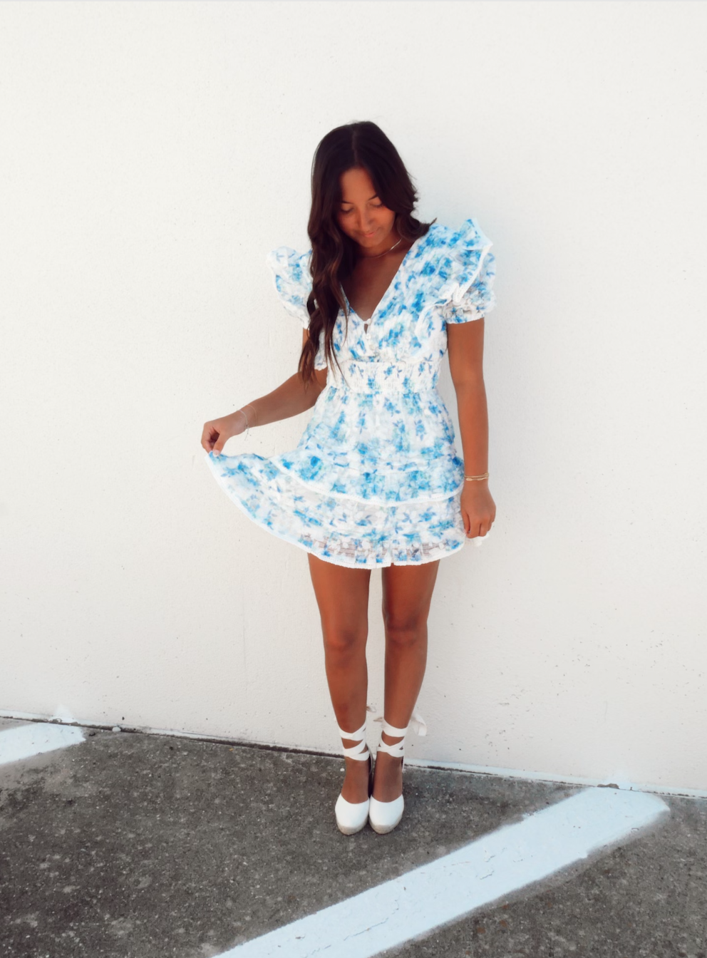 Stella Mini Sun Dress- Blue & White