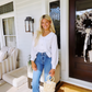 Rhinestone Collared Blouse- White