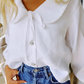 Rhinestone Collared Blouse- White