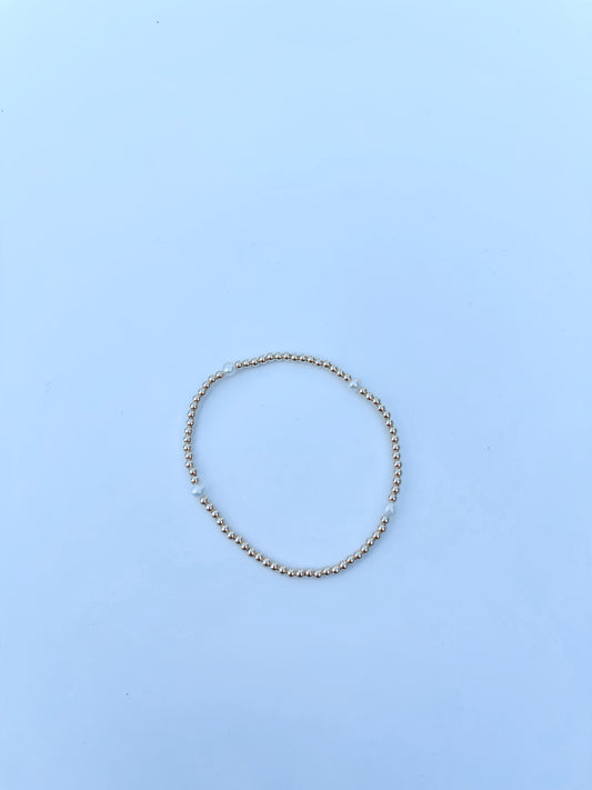 GF Beaded Bracelet 2mm Pearl