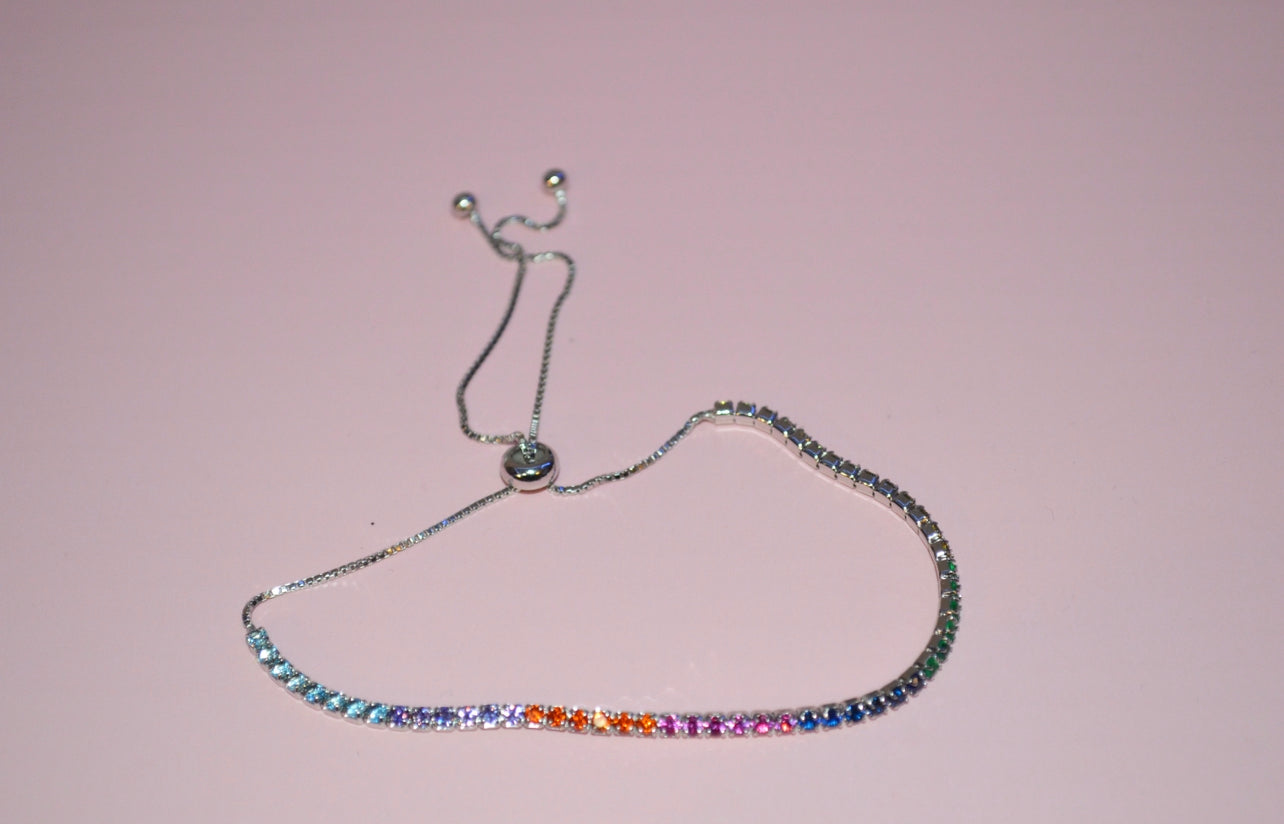 Rainbow Diamond Adjustable Bracelet