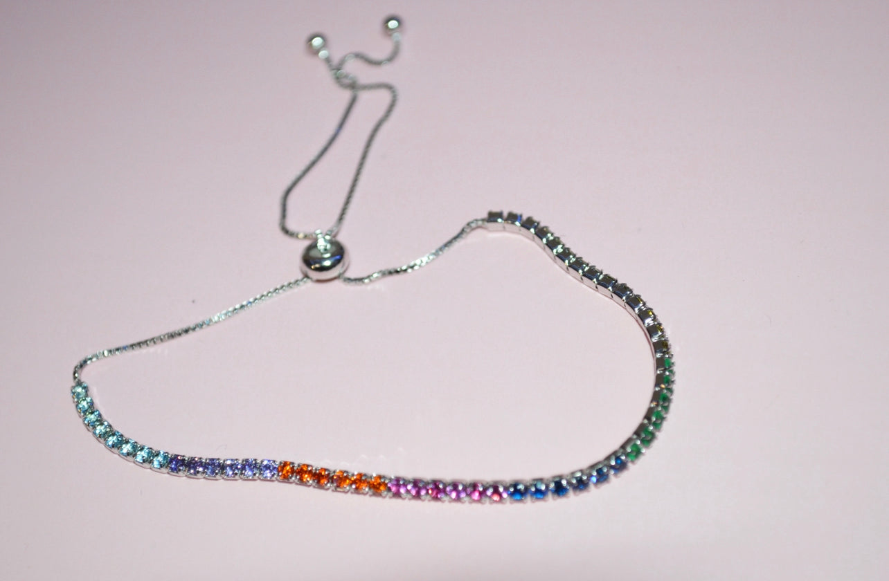 Rainbow Diamond Adjustable Bracelet
