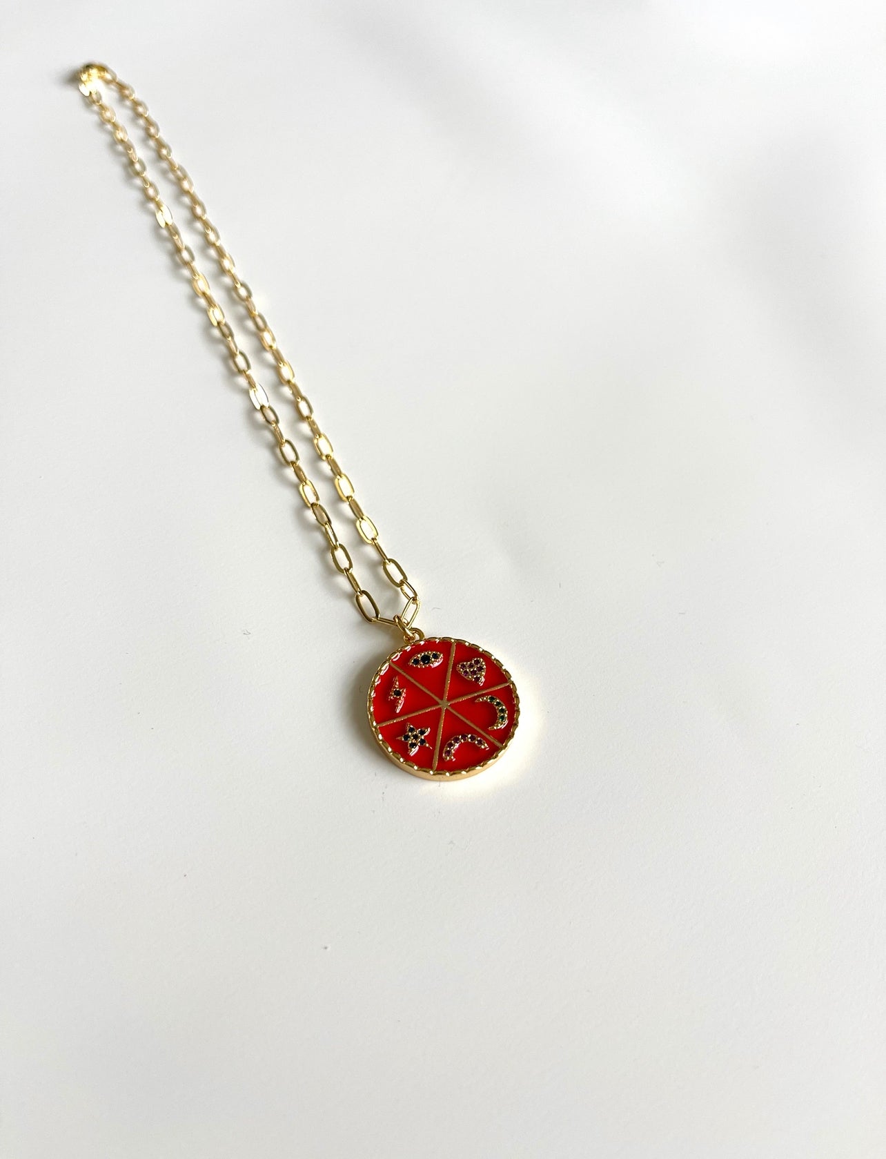 Multi Red Charm Necklace